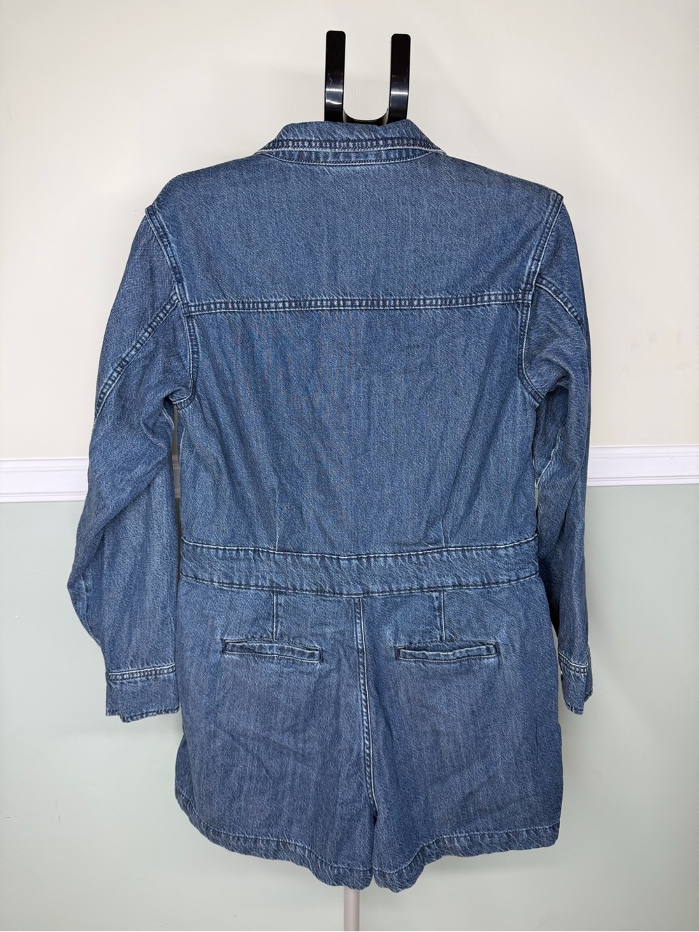 Universal Thread Blue Denim Long-Sleeve Romper Dress - Picture 2 of 2
